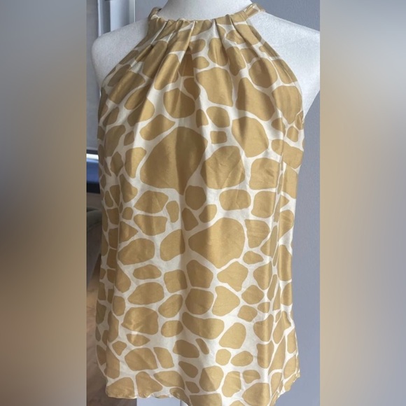 J.Crew Silk Halter Top 6 Yellow Giraffe Print Bow Back Sleeveless Blouse - Picture 1 of 11